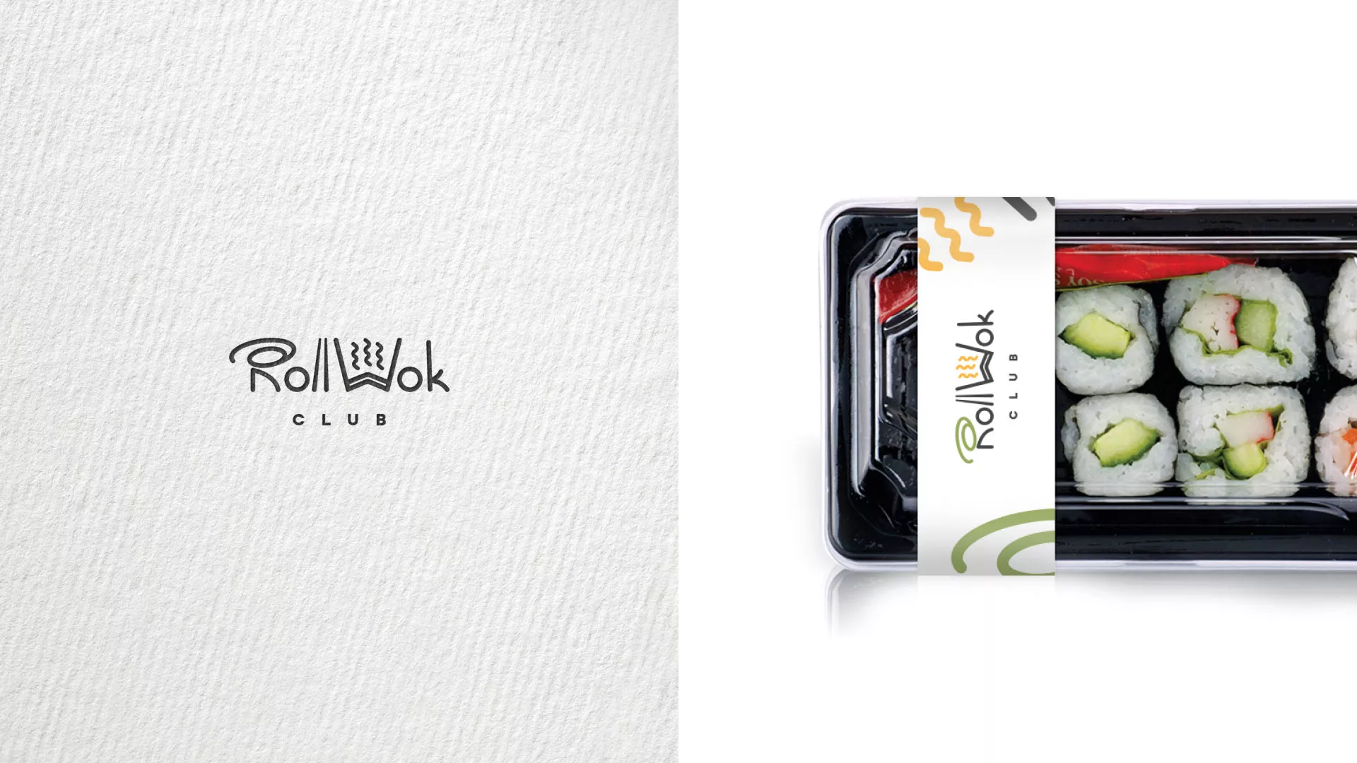 Разработка наклеек для суши-бара «Roll Wok Club» в Барыше