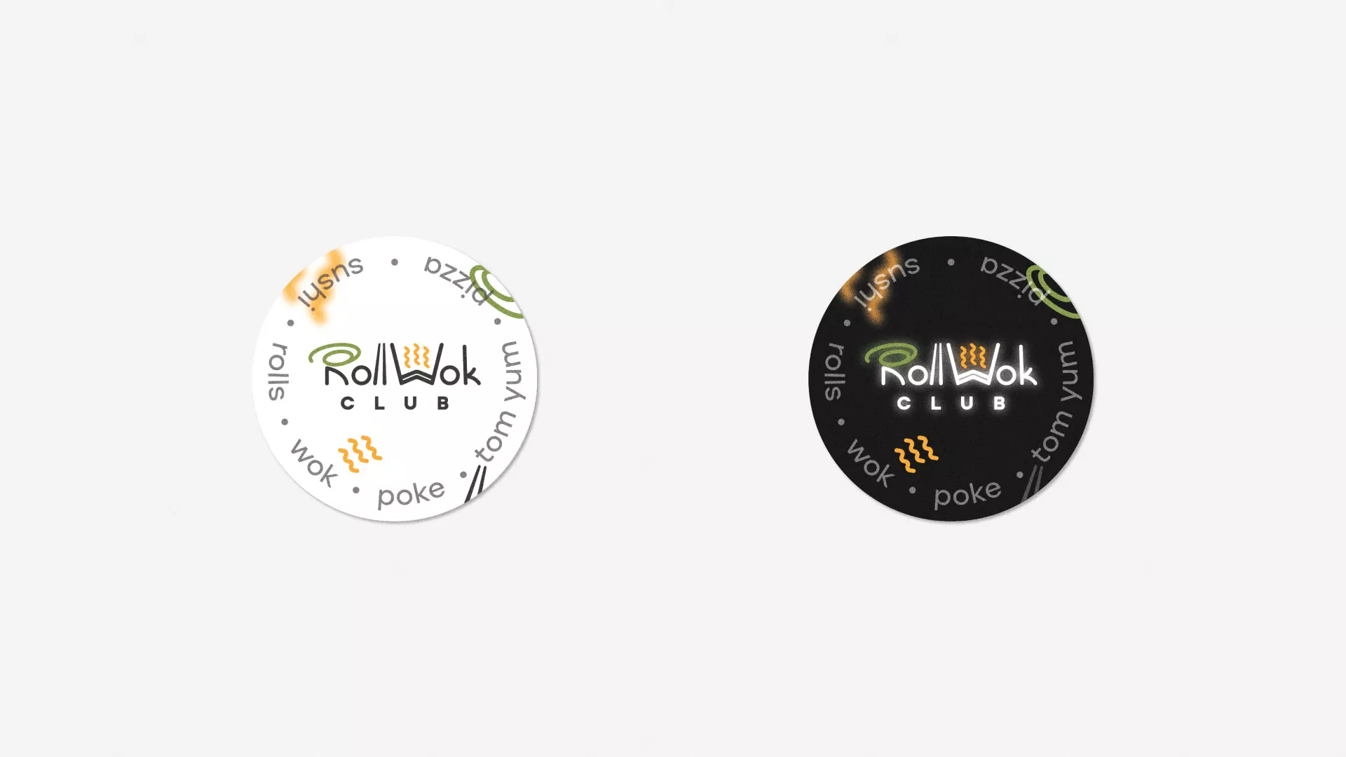 Разработка наклеек для суши-бара «Roll Wok Club» в Барыше